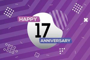 17th year anniversary logo vector design anniversary celebration with colorful geometric shapes abstract illustration