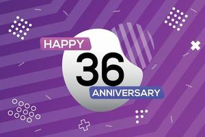 36th year anniversary logo vector design anniversary celebration with colorful geometric shapes abstract illustration