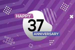 37th year anniversary logo vector design anniversary celebration with colorful geometric shapes abstract illustration