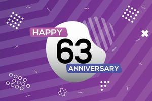 63rd year anniversary logo vector design anniversary celebration with colorful geometric shapes abstract illustration