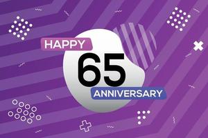 65th year anniversary logo vector design anniversary celebration with colorful geometric shapes abstract illustration