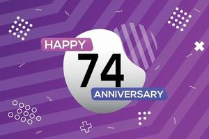 74th year anniversary logo vector design anniversary celebration with colorful geometric shapes abstract illustration