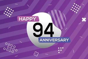 94th year anniversary logo vector design anniversary celebration with colorful geometric shapes abstract illustration