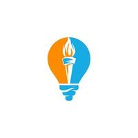 light bulb logo with fire in the center vector