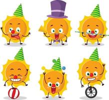 Cartoon character of sun with various circus shows vector