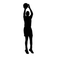 un conjunto de detallado silueta baloncesto jugadores en un montón de diferente poses vector