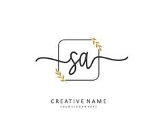 SA Initial letter handwriting and  signature logo. A concept handwriting initial logo with template element. vector