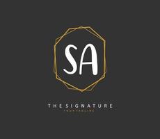 SA Initial letter handwriting and  signature logo. A concept handwriting initial logo with template element. vector