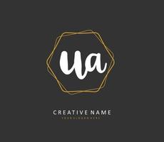U A UA Initial letter handwriting and  signature logo. A concept handwriting initial logo with template element. vector