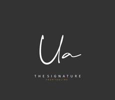 U A UA Initial letter handwriting and  signature logo. A concept handwriting initial logo with template element. vector