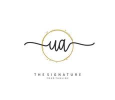 U A UA Initial letter handwriting and  signature logo. A concept handwriting initial logo with template element. vector