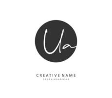 U A UA Initial letter handwriting and  signature logo. A concept handwriting initial logo with template element. vector