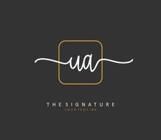 U A UA Initial letter handwriting and  signature logo. A concept handwriting initial logo with template element. vector