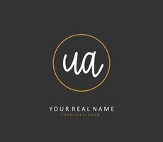 U A UA Initial letter handwriting and  signature logo. A concept handwriting initial logo with template element. vector