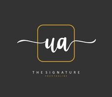 U A UA Initial letter handwriting and  signature logo. A concept handwriting initial logo with template element. vector