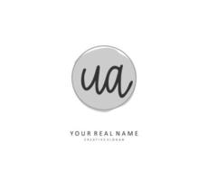 U A UA Initial letter handwriting and  signature logo. A concept handwriting initial logo with template element. vector