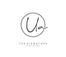U A UA Initial letter handwriting and  signature logo. A concept handwriting initial logo with template element. vector