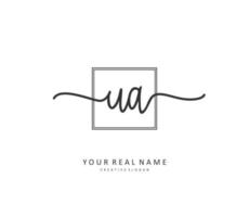 U A UA Initial letter handwriting and  signature logo. A concept handwriting initial logo with template element. vector