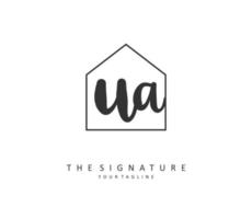 U A UA Initial letter handwriting and  signature logo. A concept handwriting initial logo with template element. vector