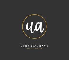 U A UA Initial letter handwriting and  signature logo. A concept handwriting initial logo with template element. vector