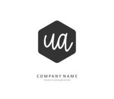 U A UA Initial letter handwriting and  signature logo. A concept handwriting initial logo with template element. vector