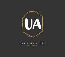 U A UA Initial letter handwriting and  signature logo. A concept handwriting initial logo with template element. vector
