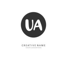 U A UA Initial letter handwriting and  signature logo. A concept handwriting initial logo with template element. vector