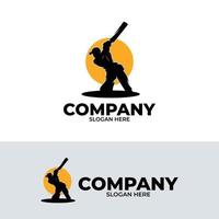 Cricket player logo design template vector