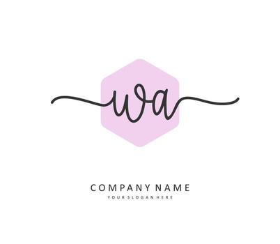 W A WA Initial letter handwriting and  signature logo. A concept handwriting initial logo with template element. vector