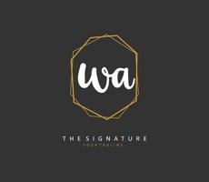 W A WA Initial letter handwriting and  signature logo. A concept handwriting initial logo with template element. vector