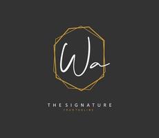 W A WA Initial letter handwriting and  signature logo. A concept handwriting initial logo with template element. vector