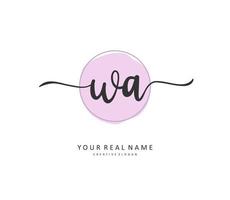 W A WA Initial letter handwriting and  signature logo. A concept handwriting initial logo with template element. vector