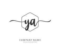 YA Initial letter handwriting and  signature logo. A concept handwriting initial logo with template element. vector