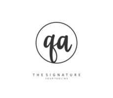 Q A QA Initial letter handwriting and  signature logo. A concept handwriting initial logo with template element. vector