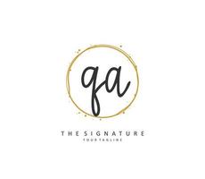 Q A QA Initial letter handwriting and  signature logo. A concept handwriting initial logo with template element. vector