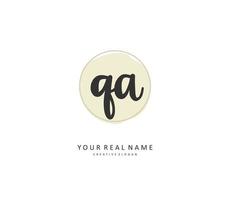 Q A QA Initial letter handwriting and  signature logo. A concept handwriting initial logo with template element. vector