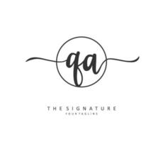Q A QA Initial letter handwriting and  signature logo. A concept handwriting initial logo with template element. vector