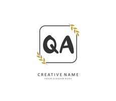 Q A QA Initial letter handwriting and  signature logo. A concept handwriting initial logo with template element. vector