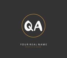 Q A QA Initial letter handwriting and  signature logo. A concept handwriting initial logo with template element. vector