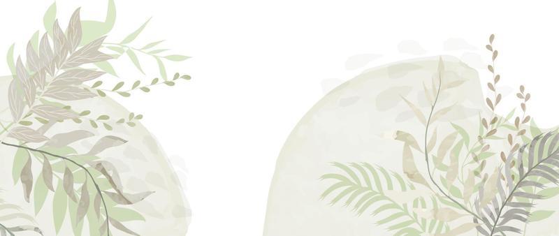 Watercolor leaf background vector. Hand drawn brush paint botanical leaf branch, natural foliage pattern texture background. Design illustration for decoration, wallpaper, poster, banner, card.