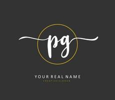 PG Initial letter handwriting and  signature logo. A concept handwriting initial logo with template element. vector
