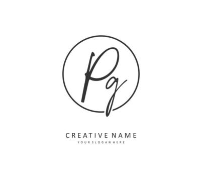 PG Initial letter handwriting and  signature logo. A concept handwriting initial logo with template element. vector