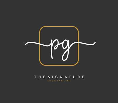 PG Initial letter handwriting and  signature logo. A concept handwriting initial logo with template element. vector