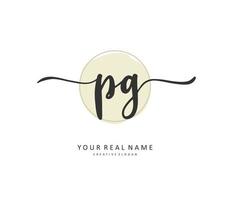 PG Initial letter handwriting and  signature logo. A concept handwriting initial logo with template element. vector