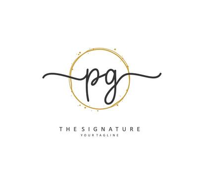 PG Initial letter handwriting and  signature logo. A concept handwriting initial logo with template element. vector