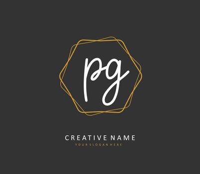 PG Initial letter handwriting and  signature logo. A concept handwriting initial logo with template element. vector