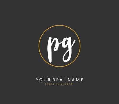 PG Initial letter handwriting and  signature logo. A concept handwriting initial logo with template element. vector