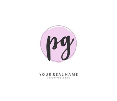 PG Initial letter handwriting and  signature logo. A concept handwriting initial logo with template element. vector