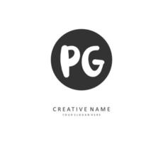 PG Initial letter handwriting and  signature logo. A concept handwriting initial logo with template element. vector