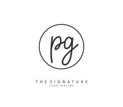 PG Initial letter handwriting and  signature logo. A concept handwriting initial logo with template element. vector